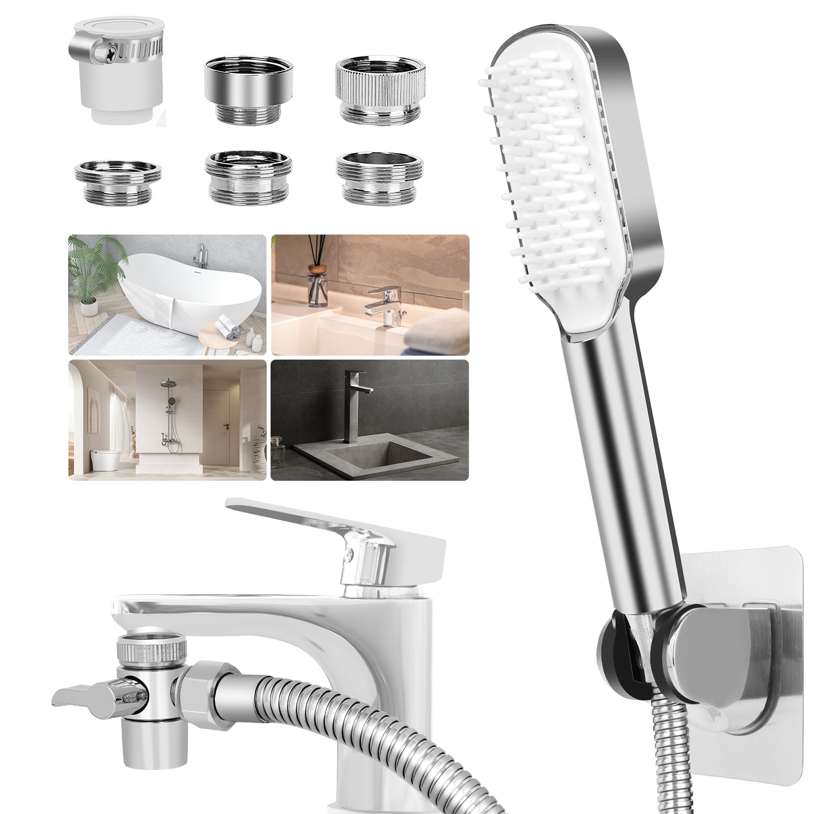 Pet Bath Pro Sprayer with 5 Faucet Adapters and 79" Hose